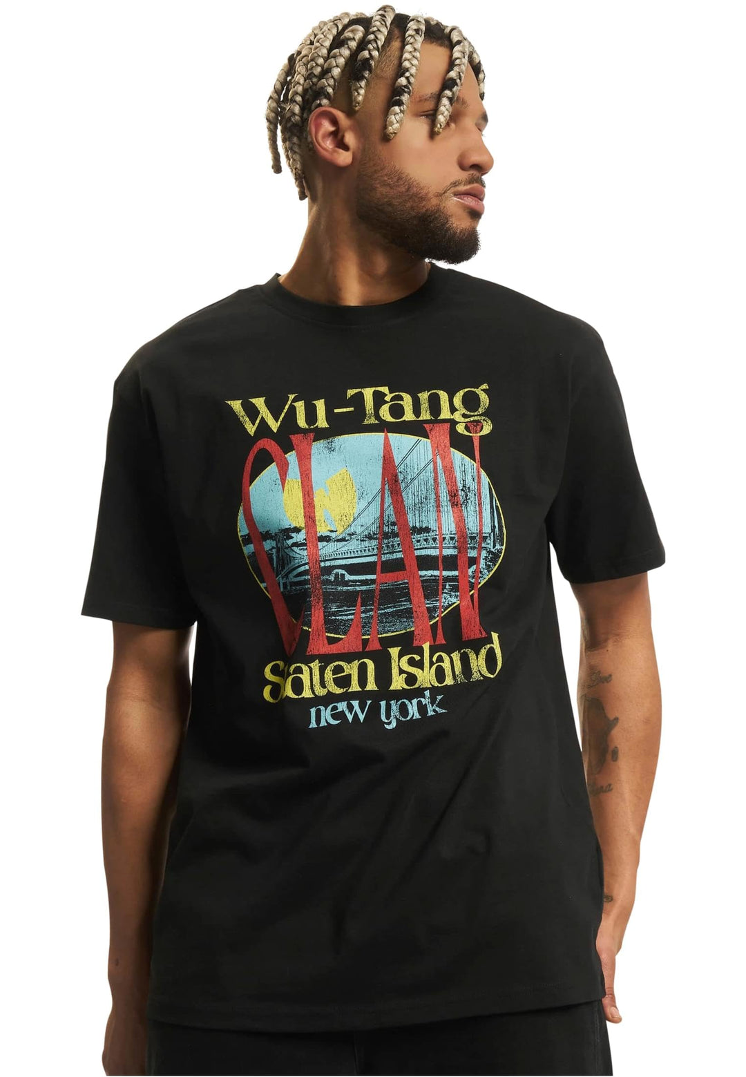 Mister Tee Herren Wu Tang Staten Island Oversize Tee 4XL Schwarz, 4XL Schwarz