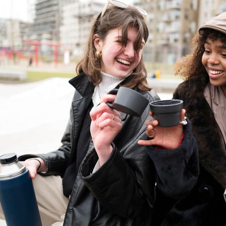 Aladdin CityPark Thermavac Twin Cup Bottle 1.1L Navy Blue – BPA FREE Stainless Steel Bottle with Bui