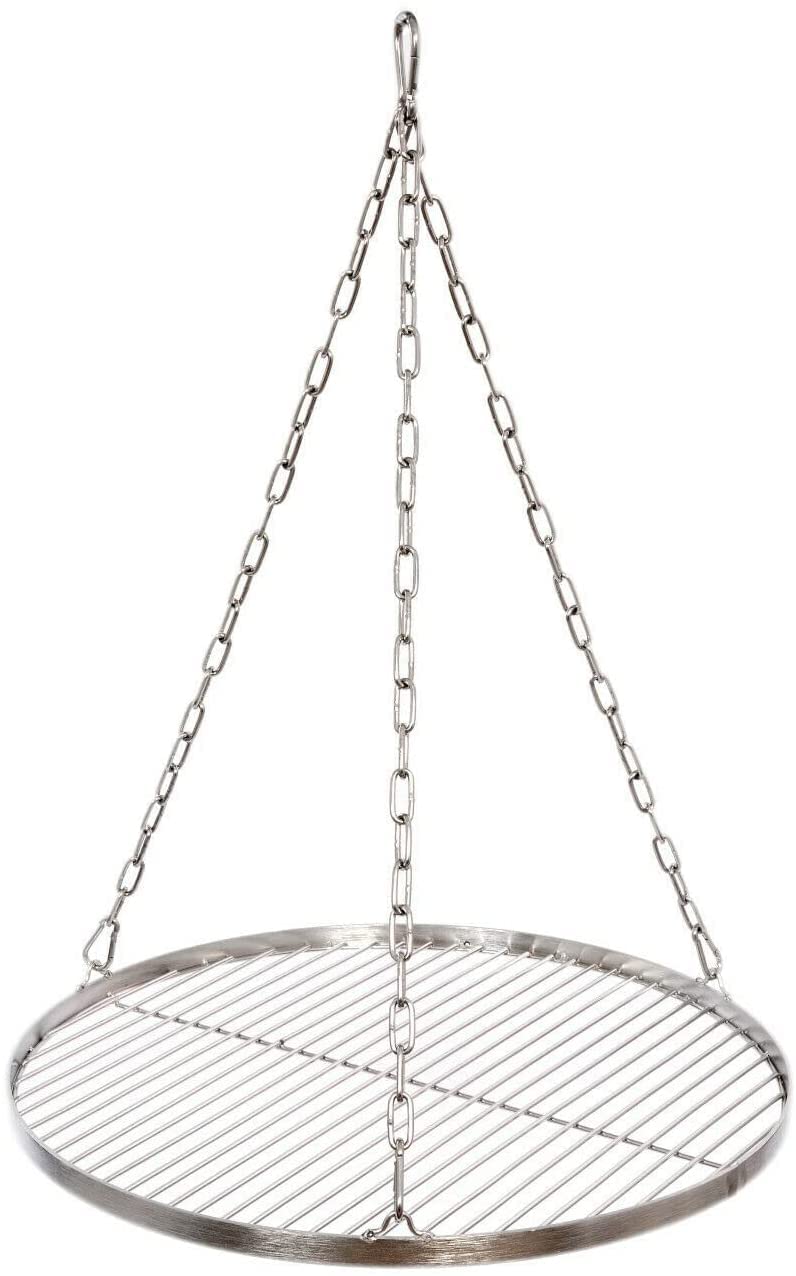 Grillrost Ø 55 cm mit Kette Edelstahl 4 mm Grillstabdicke/Stababstand 14 mm für Schwenkgrill BBQ Dre
