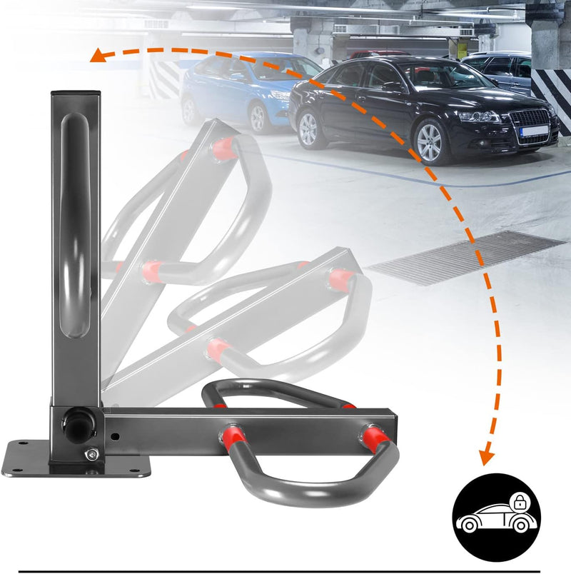 Monzana Parkplatzsperre 2 Schlüssel klappbar integriertes Schloss Stahl Robust Parkpfosten Parkplatz