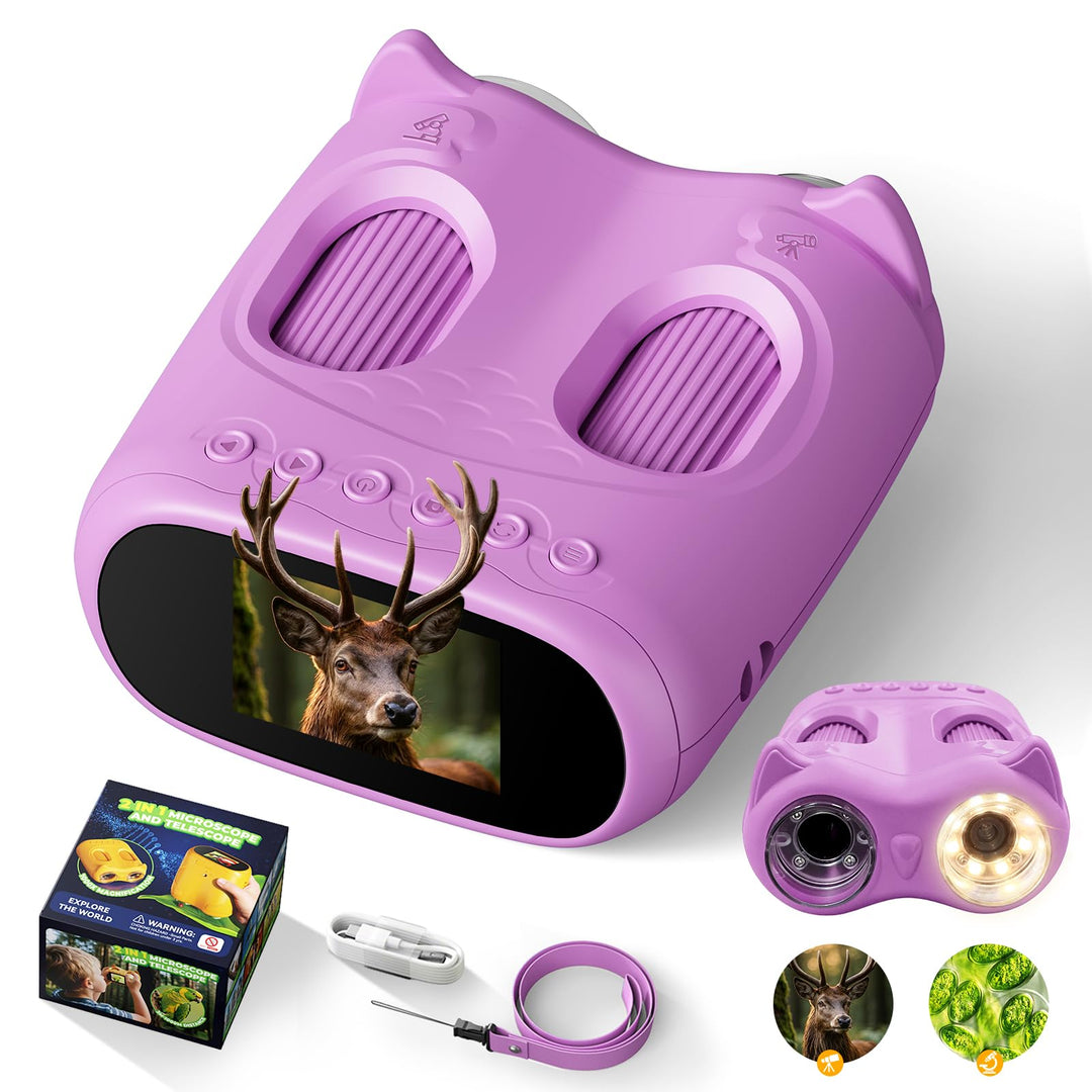 ARNSSIEN 2-in-1 digitales mikroskop für Kinder &amp; Teleskop,1000X Kinder mikroskop Outdoor,1080p Foto/