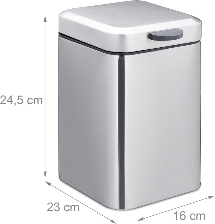 Relaxdays Kosmetikeimer Wandmontage, 3 Liter, Badabfalleimer eckig, mit Absenkautomatik, HBT: 24,5 x