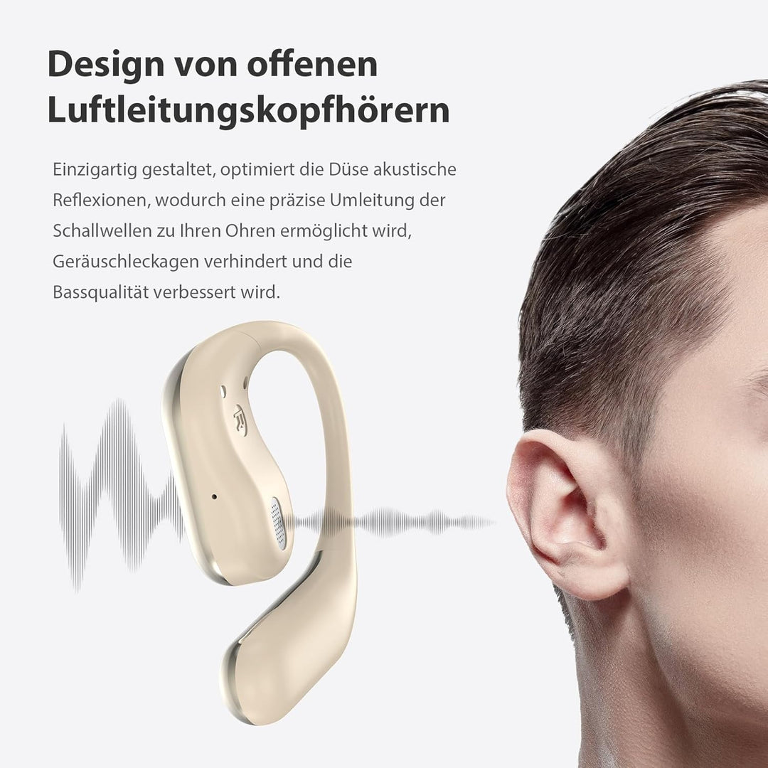 EUQQ Open Ear Kopfhörer 50 Std Kabellos Bluetooth 6.1 HiFi Kopfhörer mit Flexiblem Ohrhaken 4 ENC Mi