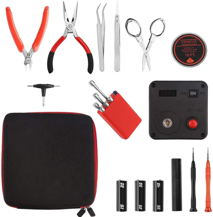 Leeko Spule DIY Werkzeug Kit V3, Wickelzubehör-Set mit Wickelhilfe (V4) /Mini Ohm Reader/Pinzette/Hi