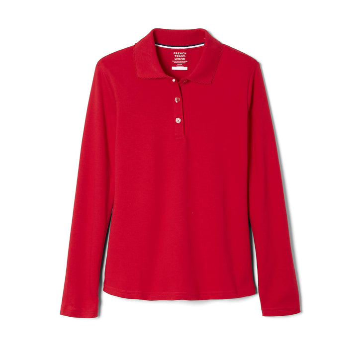 French Toast Mädchen-Langarm-Poloshirt mit Picotkragen 4-5 Jahre Rot, 4-5 Jahre Rot