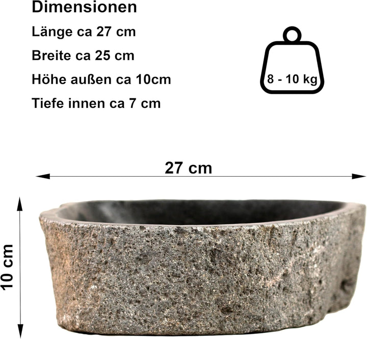 Steintrog Vogeltränke - Tier-Wassernapf aus Naturstein - Handgefertigte Schale - für Vögel, Hunde &