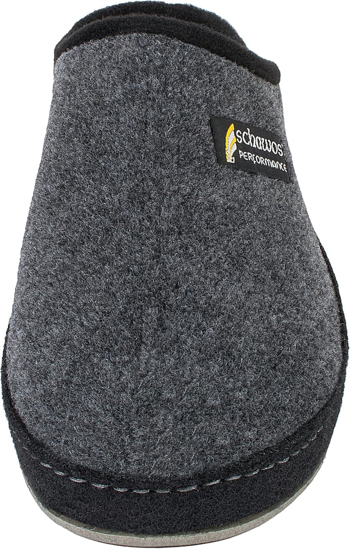 SCHAWOS Herren Filz Hausschuh 6030 mit Fussbett Feste Sohle rutschhemmend 41 EU Grau, 41 EU Grau