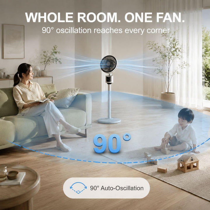 Standventilator für Schlafzimmer – 2026 Verbesserter Ganzraum-Luftzirkulator, 27,4 m Luftstrom, 30 d