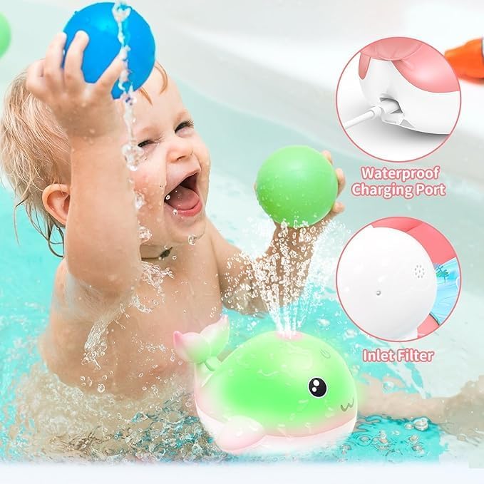 Baby Badewannenspielzeug, Wiederaufladbare Licht Up Wal Bad Spielzeug Sprinkler Badewanne Pool Wasse