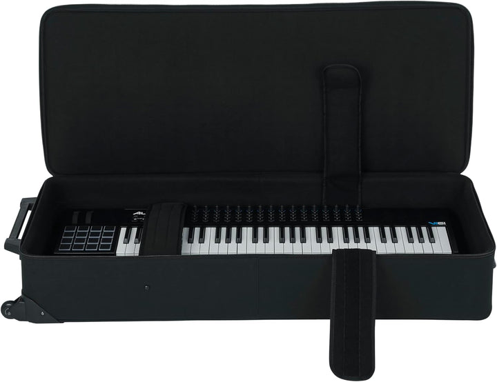 Gator Cases Lightweight Keyboard Case mit Ziehgriff und Rollen; passend für Standard 61 Note Keyboar