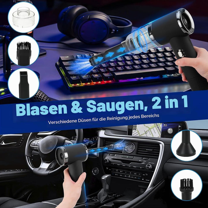 D-Lumina Handstaubsauger，15000PA kabelloser Handstaubsauger Akku mit USB-C Schnellladung，Auto Staubs