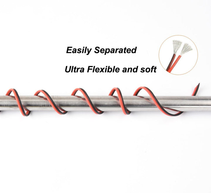 16 AWG Silikon-Elektrodraht, 2 Leiter, parallele Drahtlinie, 18,3 m, schwarz, 9 m, rot, 9 m, 16 Gaug
