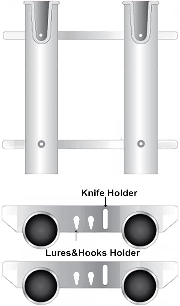 Wall Mounted Fishing Rod Holders Tubes Links Fishing Rod Holder Rack Rests 2-polig, Schwarz, 2-polig