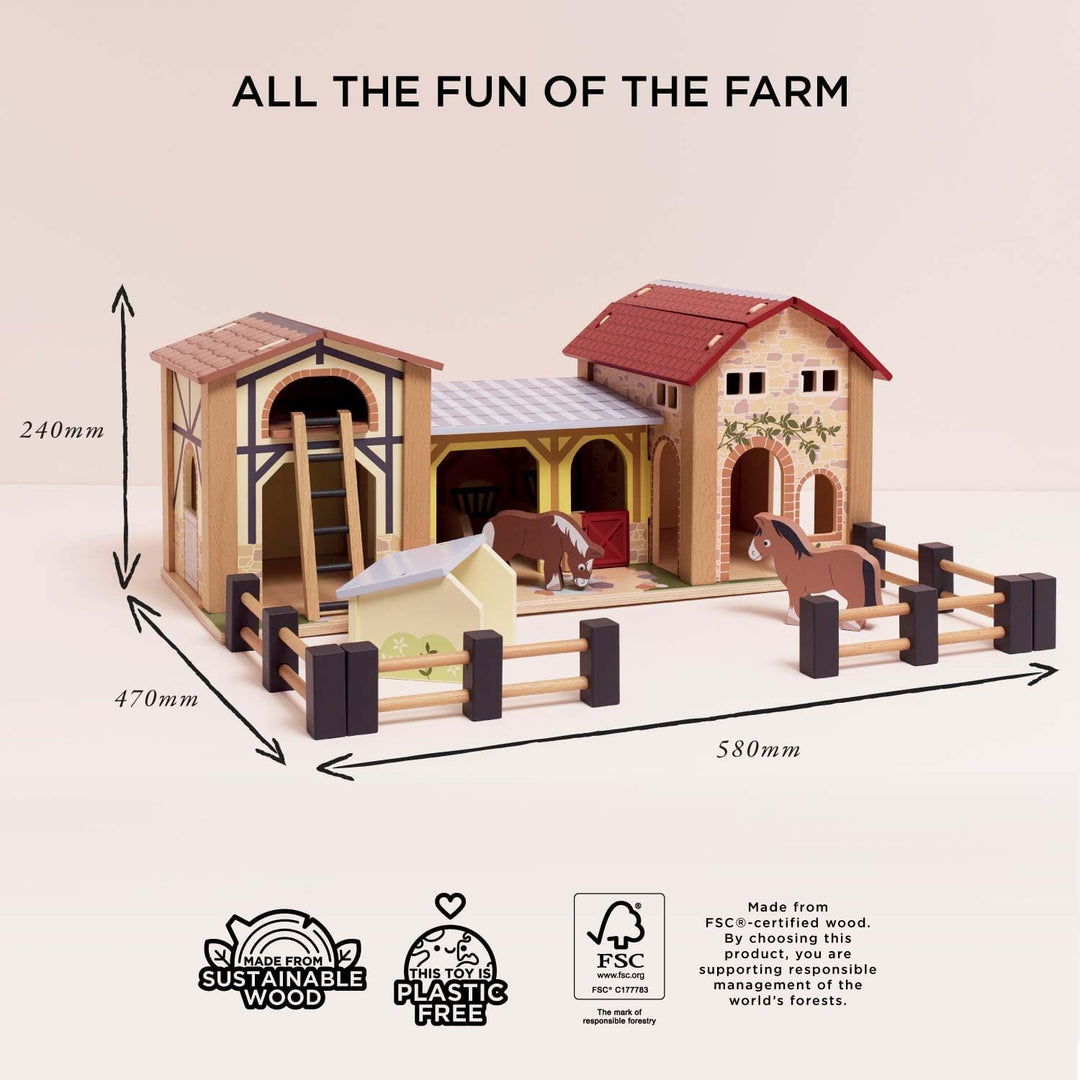 Le Toy Van – Pädagogische Bauernhof & Tiere-Sammlung aus Holz | Bauernhof-Spielset aus Holz | Für Mä