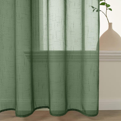 MIULEE 2er Set Voile Vorhang Sheer Leinenvorhang mit Ösen Transparente Leinen Optik Gardine Ösenscha