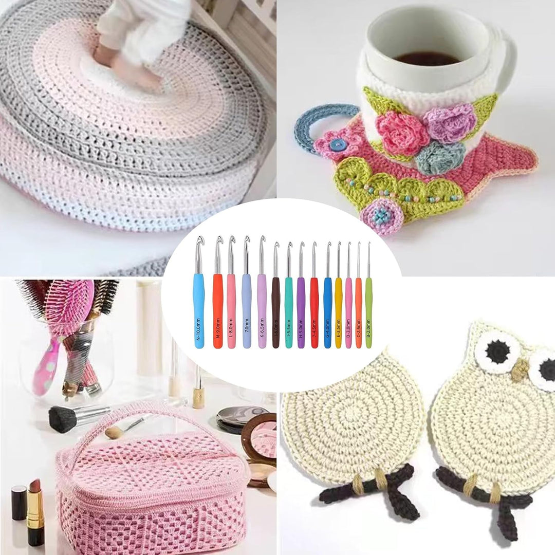 54 Stück Häkelnadel Set mit Häkel Zubehör & Tragbaren Tasche, 14 Grösse Stricken Häkelset, Ergonomis