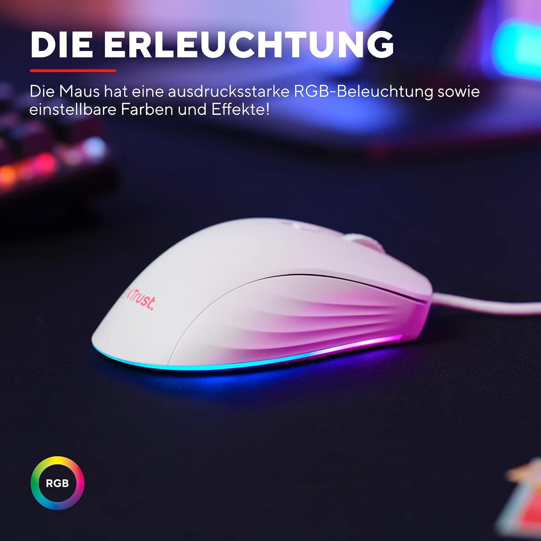 Trust Gaming GXT 924W Ybar+ Kabelgebundene Gaming Maus, 25600 DPI, 50% Recycelten Materialien, 6 Pro
