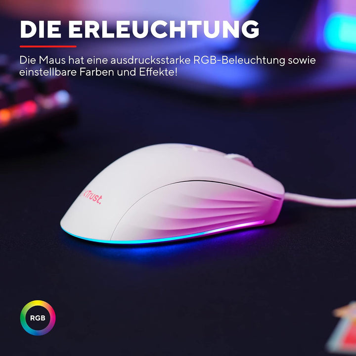 Trust Gaming GXT 924W Ybar+ Kabelgebundene Gaming Maus, 25600 DPI, 50% Recycelten Materialien, 6 Pro