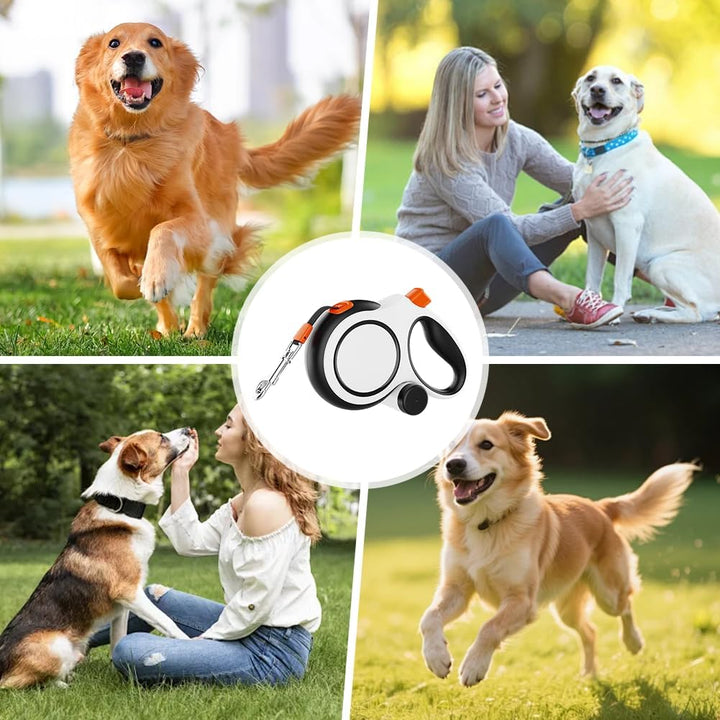Hundeleine 8m, Einziehbare Hundeleine, Rollleine für Hunde, Rollleine mit Kotbeutelhalter, mit Bissf