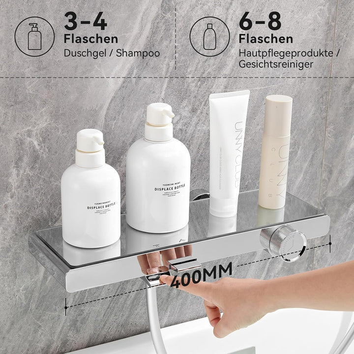 Auralum Duschsystem mit Badewannenarmatur und Ablage, Innovatives Klaviertasten-Design Duschset, Han