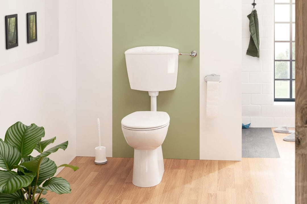 Calmwaters® Spülrandloses Stand-WC Komplettset Elements Wellness mit Toilettendeckel, erhöhtes + 7 c