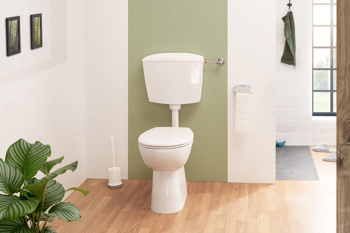 Calmwaters® Spülrandloses Stand-WC Komplettset Elements Wellness mit Toilettendeckel, erhöhtes + 7 c
