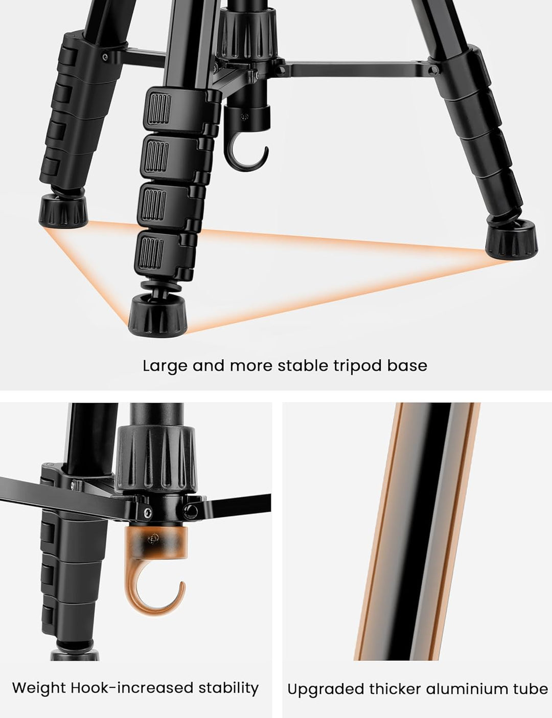 JOILCAN Kamerastativ für Canon Nikon, DSLR-Stativ, Kamerastativ mit Universal-Handyhalterung 74.5inc