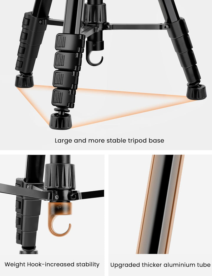 JOILCAN Kamerastativ für Canon Nikon, DSLR-Stativ, Kamerastativ mit Universal-Handyhalterung 74.5inc