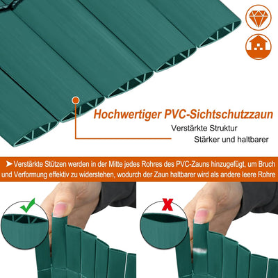 NAIZY PVC Sichtschutzmatte 90x400cm Sichtschutz Garten Sichtschutzzaun Grün Sichtschutzzaun UV-Schut