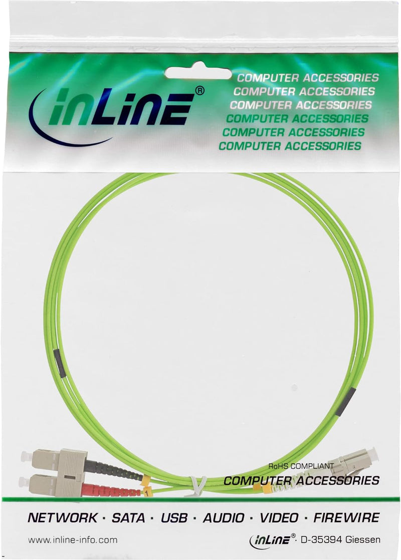 InLine 88638Q LWL Duplex Kabel, LC/SC, 50/125µm, OM5, 25m