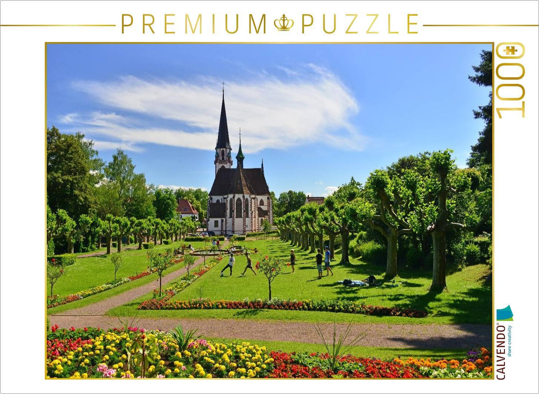 CALVENDO Puzzle Stadtgarten mit Kirche St. Bonifatius 1000 Teile Lege-Grösse 64 x 48 cm Foto-Puzzle