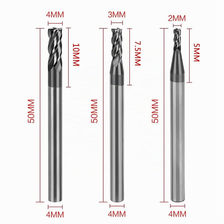 ASZLBYM 8 Stück 2–12 mm CNC-Vierkant-Schaftfräser, Hartmetall-Wolframstahl, 4-fach-Fräser, Fräser, D