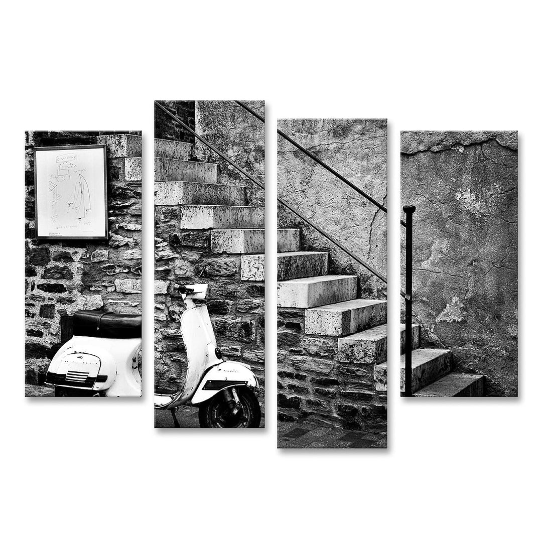 islandburner Bild auf Leinwand Alter Vespa Roller Geparkt Bei Einem Café Bilder Wandbilder Poster Le