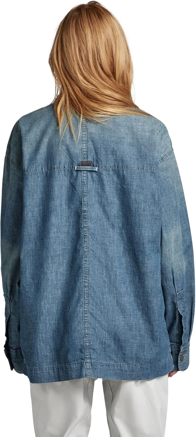 G-STAR Damen Oversized Workwear Shirt S Blau (Antique Faded Cricket Blue), S Blau (Antique Faded Cri