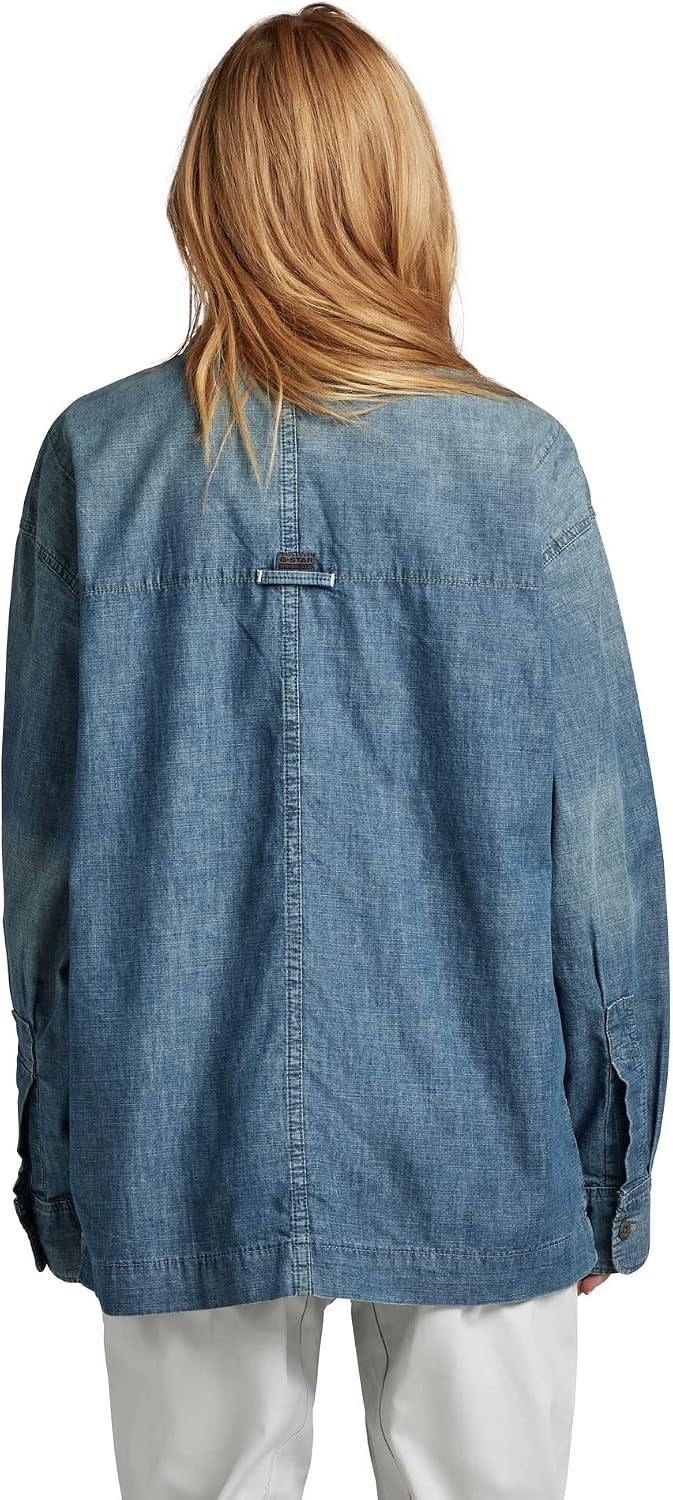 G-STAR Damen Oversized Workwear Shirt S Blau (Antique Faded Cricket Blue), S Blau (Antique Faded Cri