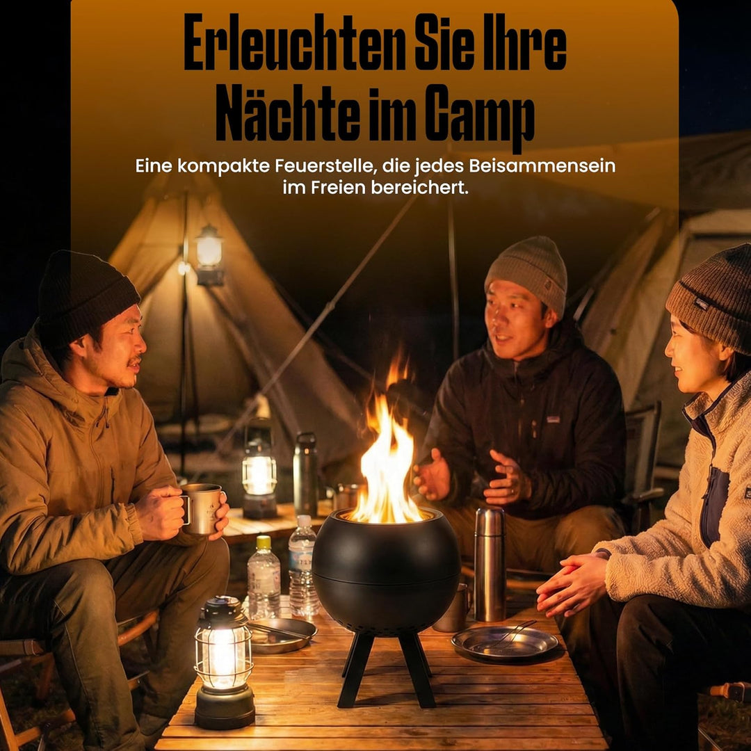Feuerschale, Feuerstelle,Doppelwandig,Hitzebeständig,Raucharm (Schwarz), Schwarz