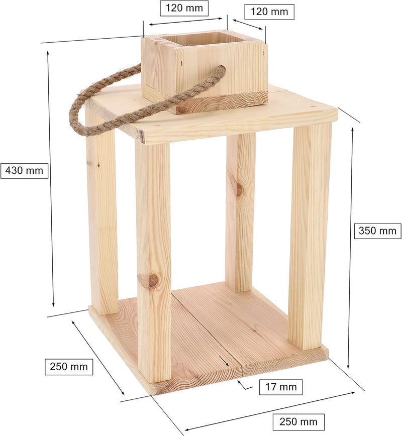 KOTARBAU® Dekorative Laterne aus Holz für Blumen und Kerzen H 350 mm Höhe: 350 Mm, Höhe: 350 Mm