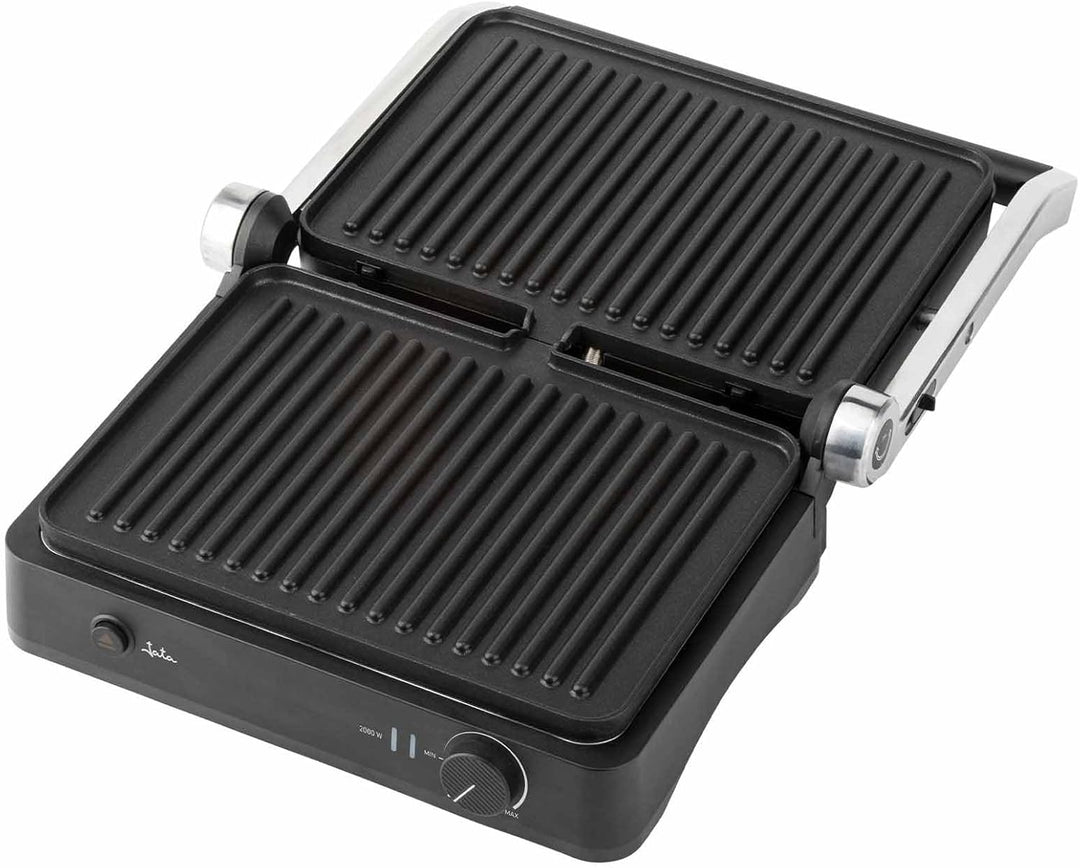 JATA JEGR1450 Panini Elektro-Grill, Sandwichmaker, 2000 W, 180° Öffnung, geriffelte, antihaftbeschic