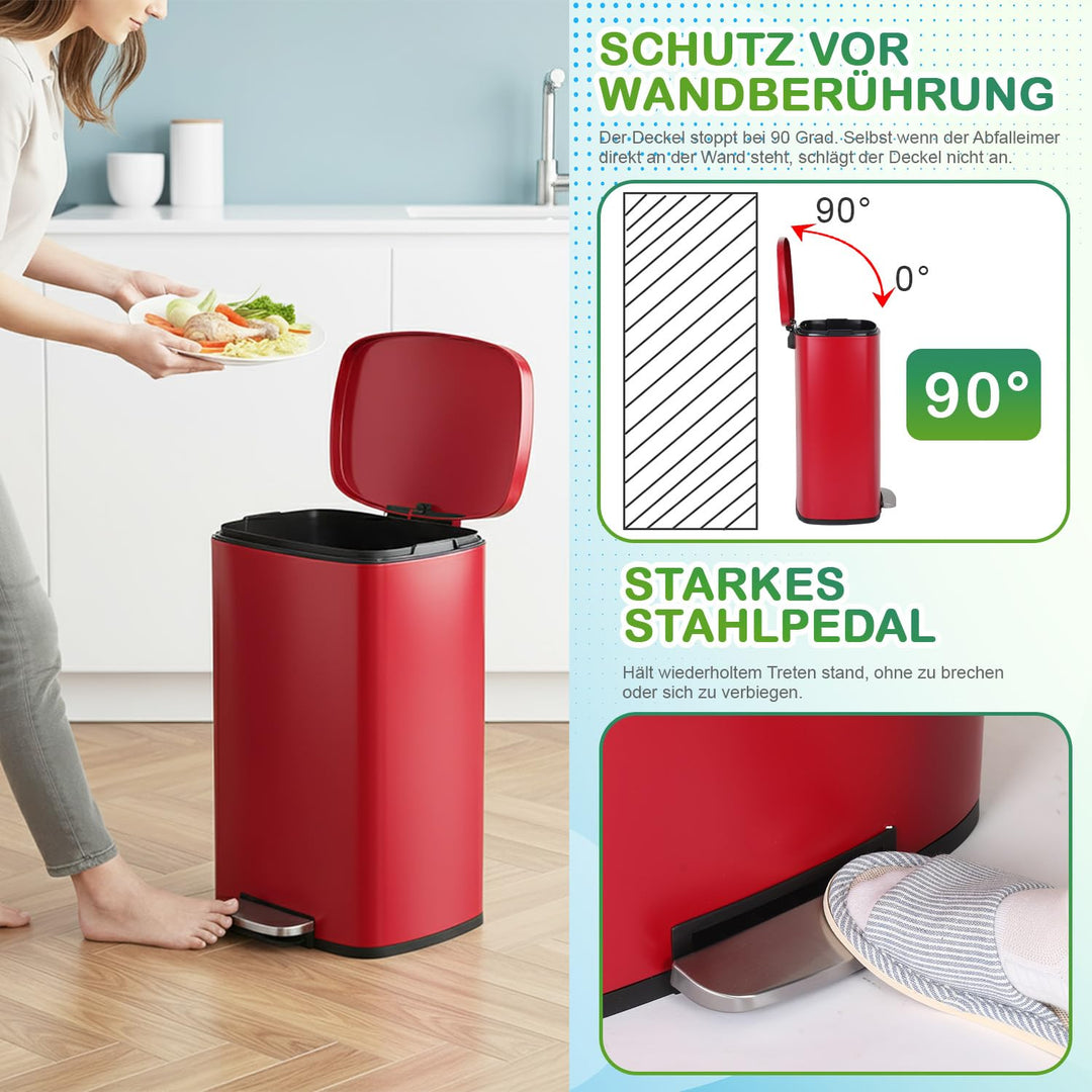 BestOffice 50 L Mülleimer Küche Mülleimer mit Deckel für Büro Schlafzimmer Badezimmer Schritt Müllei