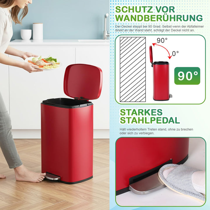 BestOffice 50 L Mülleimer Küche Mülleimer mit Deckel für Büro Schlafzimmer Badezimmer Schritt Müllei
