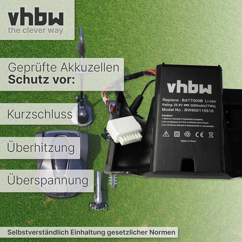 vhbw Akku kompatibel mit Robomow Premium RC302, RC304, RC304u, RC306, RC308, RC308u, RC312, RC312u e