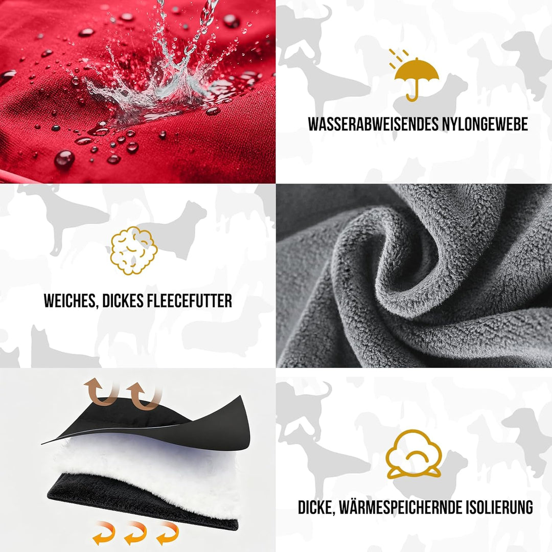 OneTigris Hundemantel, STORMWALL Wasserdicht Hundejacke mit Verstellbarer Rückenlänge Fleecefutter R