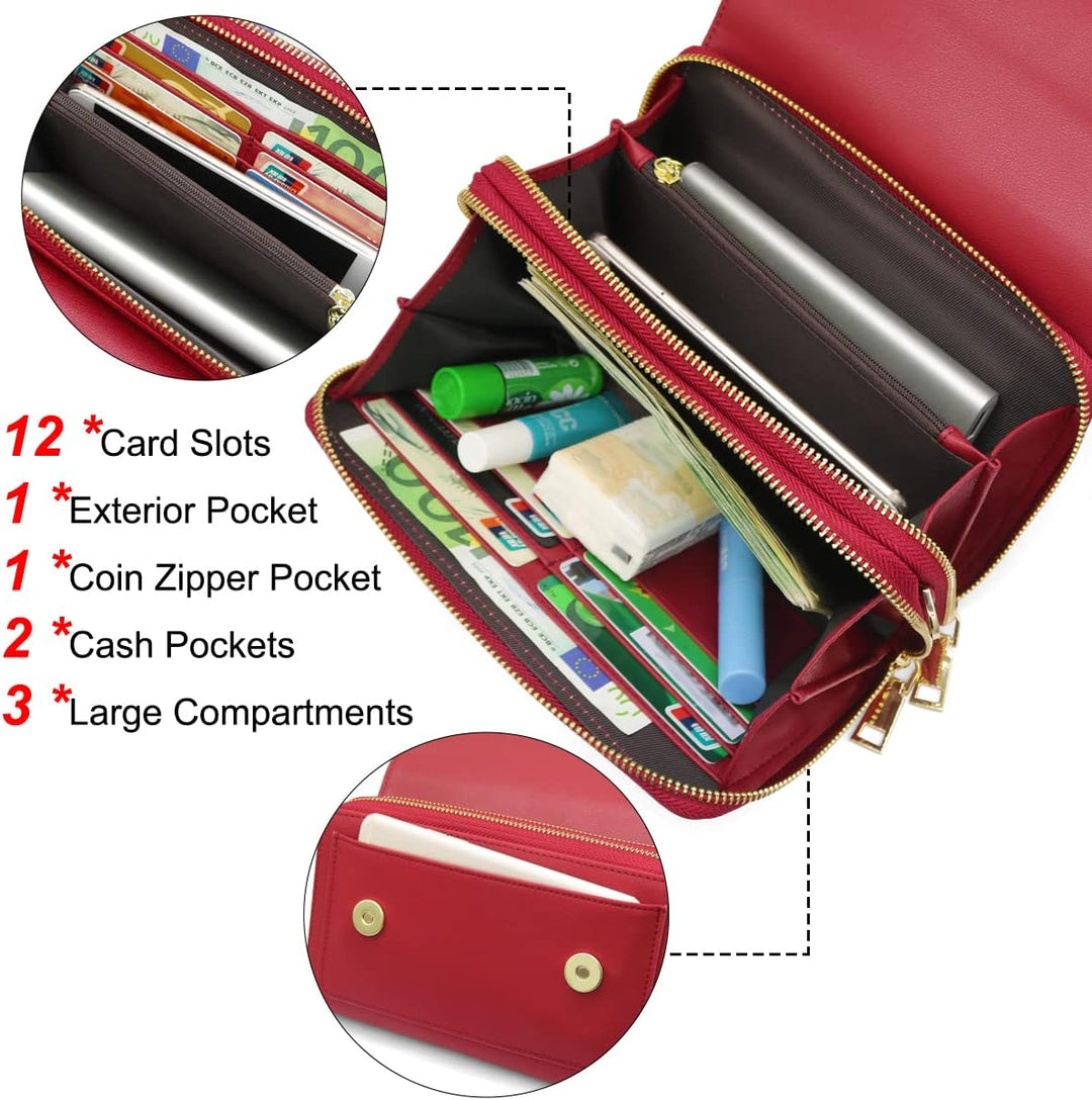 REETEE Handytasche Zum Umhängen Leder Damen Kleine Umhängetasche RFID Schutz Geldbörse Damen,Crossbo