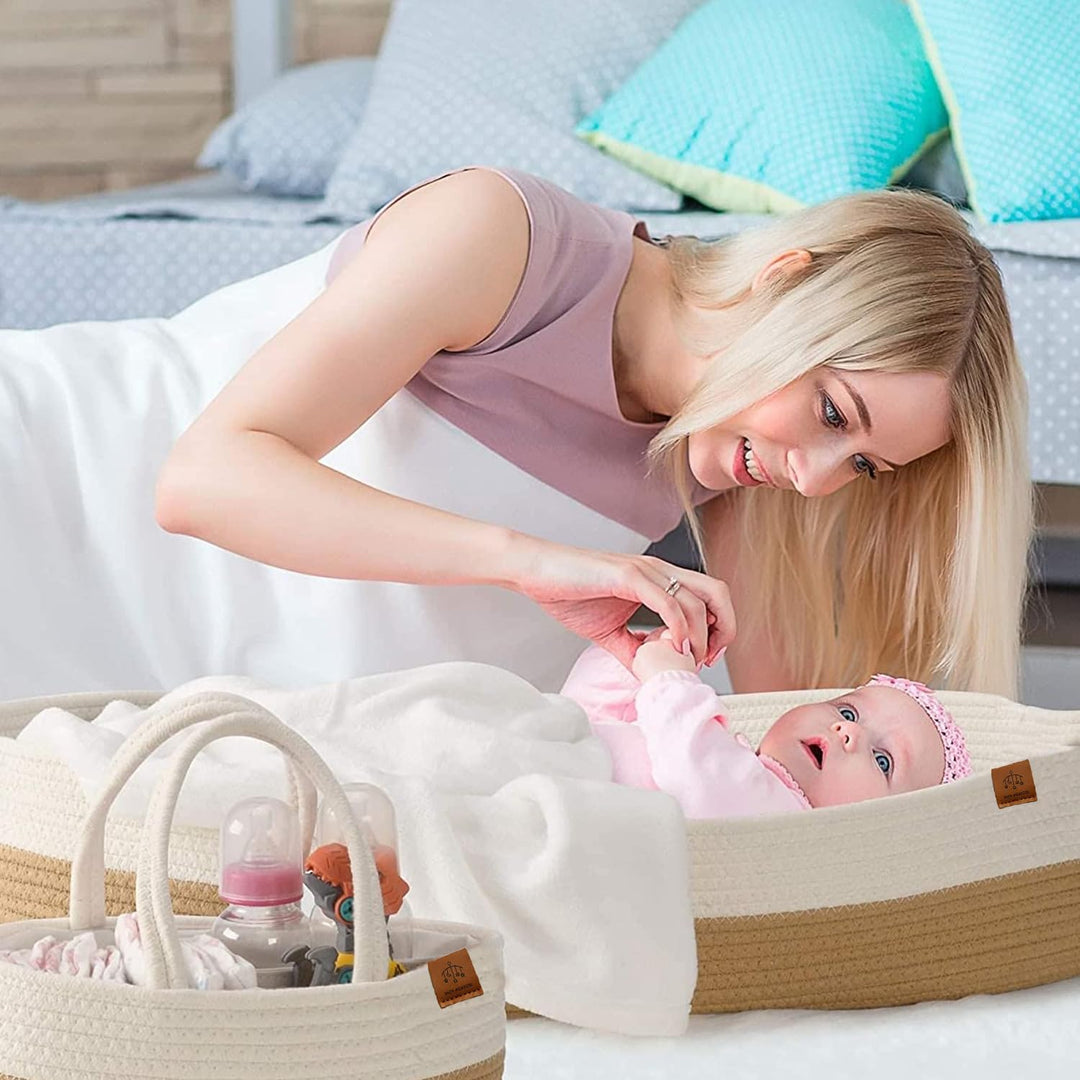 Baby Wonders® Babynest Mit Tragegriff, Baby Korb, Baby Erstausstattung Neugeborene, Wickeltisch Klap