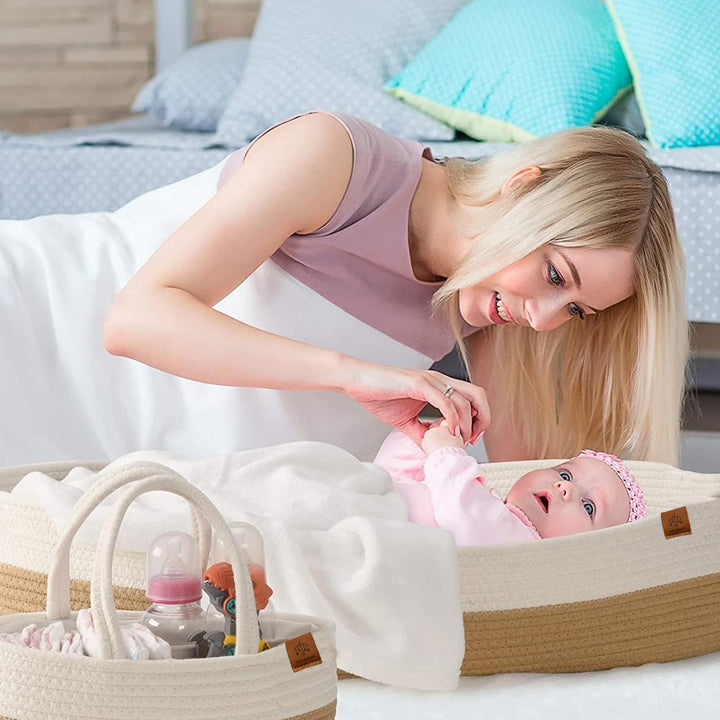 Baby Wonders® Babynest Mit Tragegriff, Baby Korb, Baby Erstausstattung Neugeborene, Wickeltisch Klap