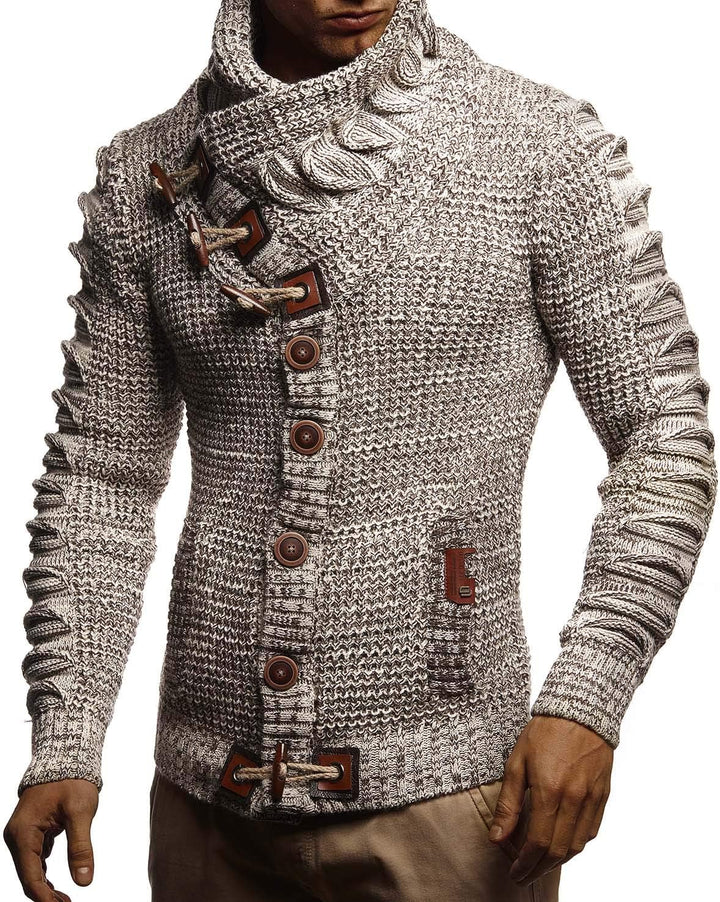 Leif Nelson Herren Strickjacke mit Knöpfen in Regular Fit, Männer Cardigan in Langarm Design, ideal