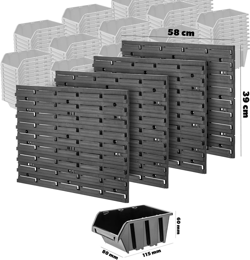 KADAX Werkstattwandregal, 116x78cm Lagersystem aus robustem Kunststoff, UV-Resistentes Werkstattrega