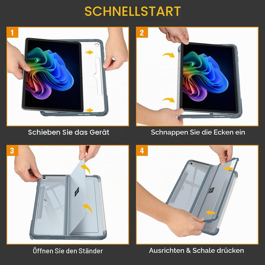 Fintie Hülle für Microsoft Surface Pro 12 Zoll 1. Edition (2025), Stossfeste Folio-Schutzhülle mit t
