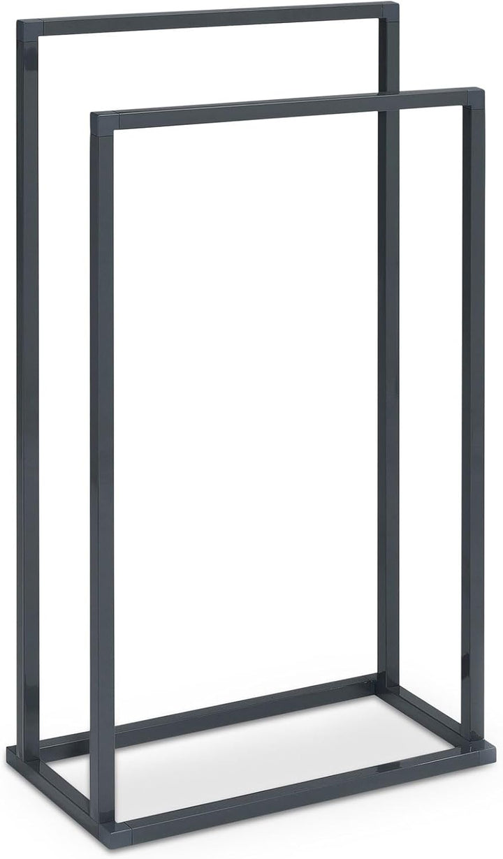 Handtuchhalter MAILO mit 2 Stangen, Grau - Handtuchständer aus Metall, Badetuchhalter freistehend un