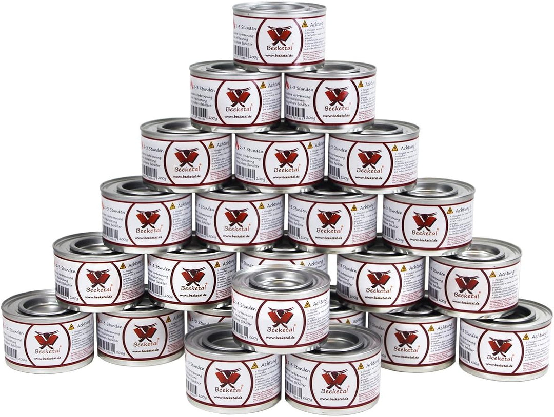 Beeketal Brennpaste - 24 x 200g Sicherheitsbrennpaste Dosen, ca. 2-3 Std. Brenndauer pro Dose, saube